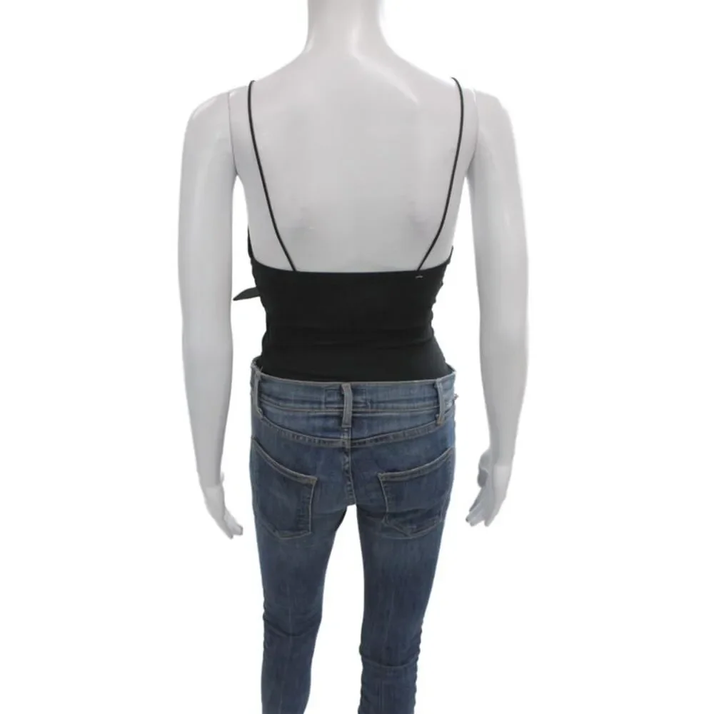 Free People Womens Camisole Black Scoop Neck Boho Size L